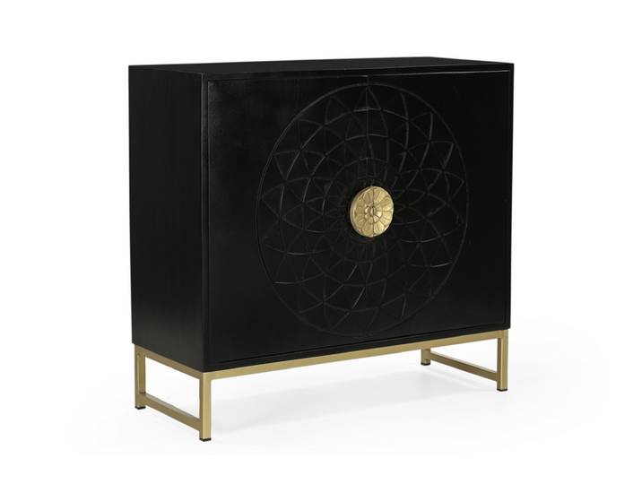 Kommode ARAS Holz 85 x 80 cm schwarz/goldfarbig