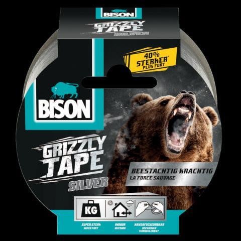 Bison Grizzly Tape Zilver Rol 10 m