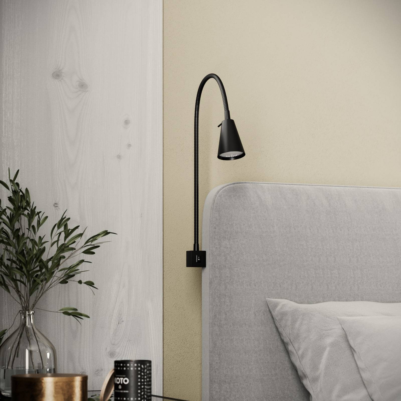 Briloner LED-Wandlampe Tuso, schwarz, Bettmontage, Metall Tuso, schwarz, für Schlafzimmer, Metall, Modern, LED Wandleuchte, Wandlampe Innen