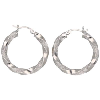 Paar Creolen SMART JEWEL "gedreht, teilweise mit Glitter, Silber 925", silber, Ohrringe, Damen, Silber 925 (Sterlingsilber)