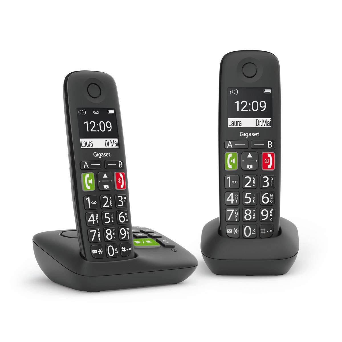 Gigaset E290A Duo Großtastentelefon schwarz