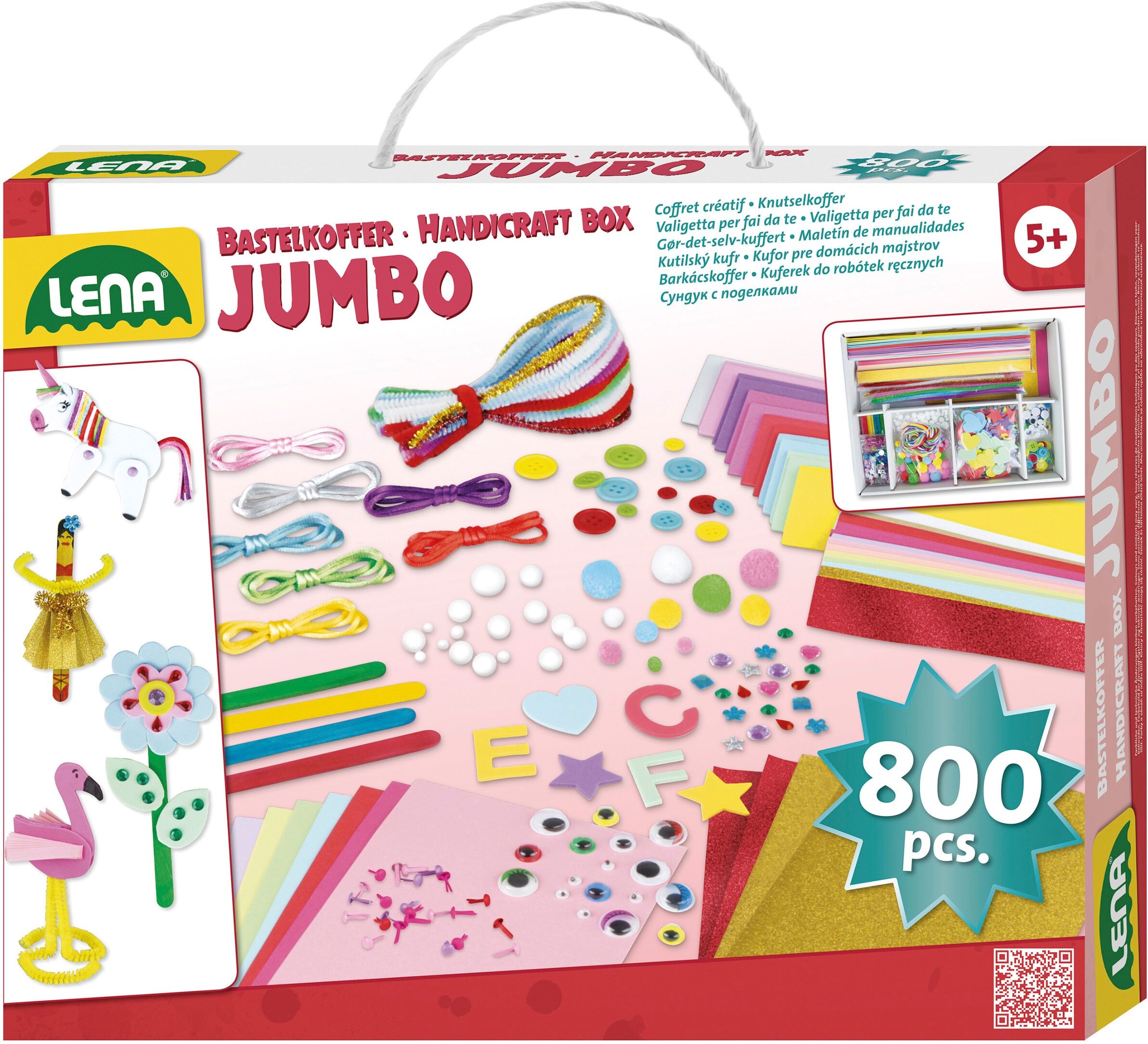 Kreativset LENA "Bastelkoffer Jumbo, pink", bunt, Kreativsets, Kinder, Kunststoff, Kreativset