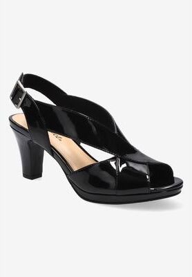 Women's Christy Sandals by Easy Street in Black Patent (Size 12 M)