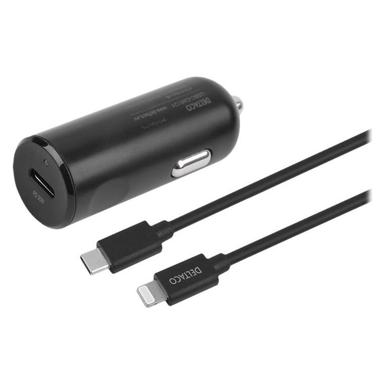 Deltaco USBC-CAR124 mobile device charger Black Auto (USBC-CAR124)