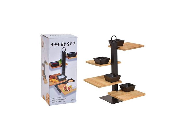 Etagere G, Wurm Apero , braun (braun, schwarz), Metall, Servierplatten, Etagere