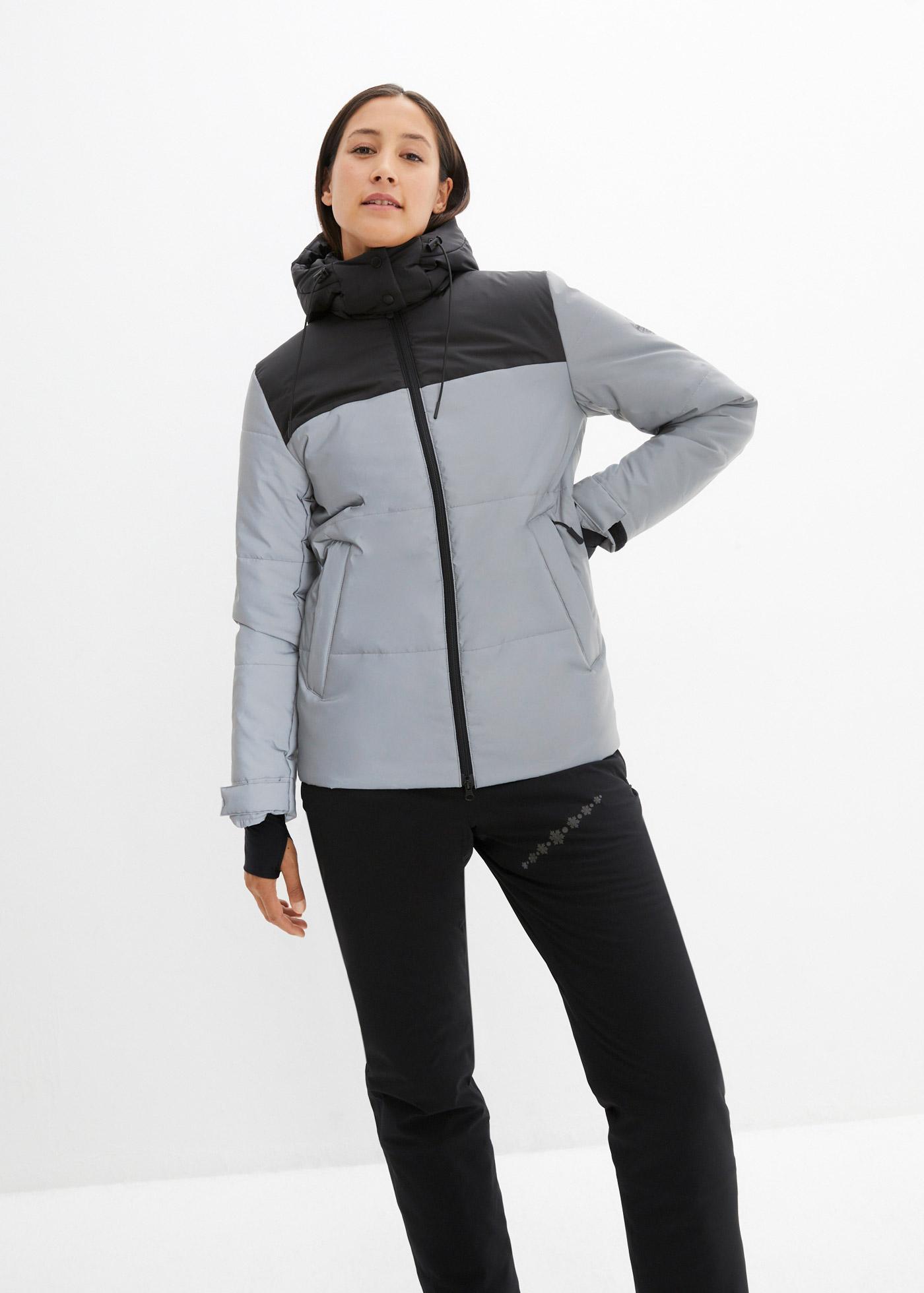 bonprix reflektierende gesteppte Funktions-Jacke, silber, Gr.42, Reflektierende Winterjacke mit verschließbaren Taschen, weit geschnitten