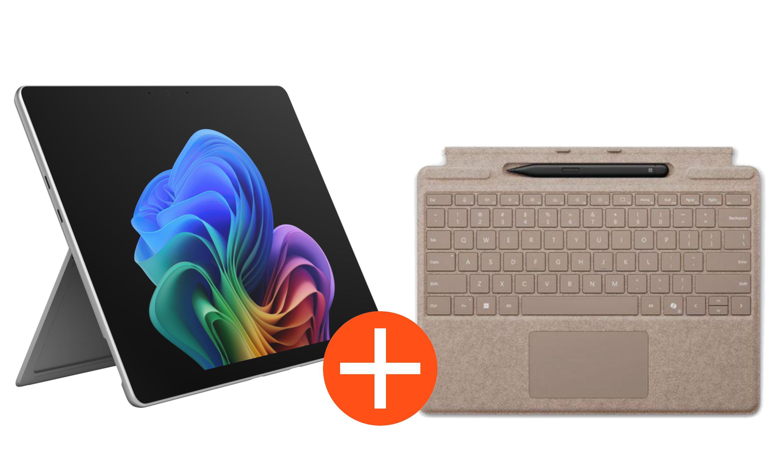 Microsoft Surface Pro 13" (12. Edition) Touch Platin Snapdragon X2 Plus 16GB/256GB SSD Win11 EP2-66388 inkl. MS Pro Keyboard mit Slim Pen Sand EP2-66388+8X6-00149