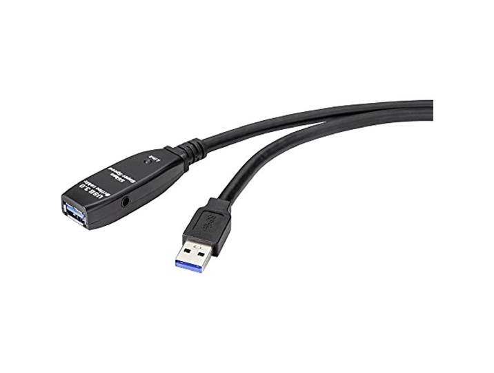 Renkforce RF-4598346 USB-kabel USB 3.2 Gen1 USB-A stekker, USB-A bus 10.00 m Zwart