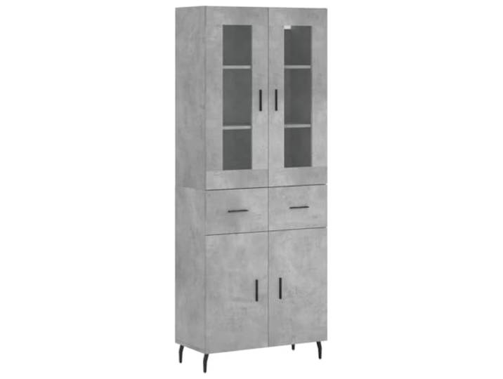 KGFHERENB Highboard Betongrau 69,5x34x180 cm Schrank aus Holzwerkstoff Elegantes Highboard in Beton-Optik für Wohnzimmer und Flur mit stabilen Metallfüßen und viel Stauraum.