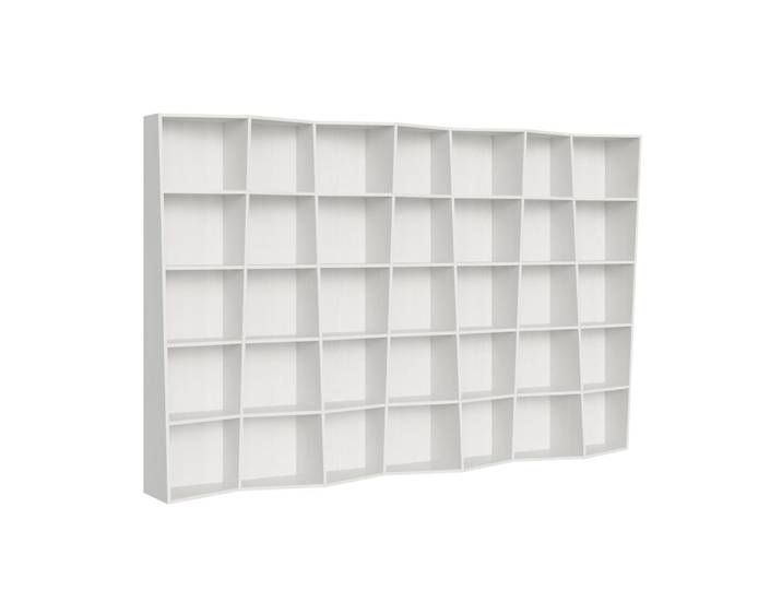 Bibliothèque moderne 7 éléments frêne effet bois blanc