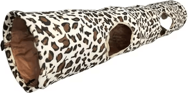 Inspire Picks Leopard Print Crinkle Cat Tunnel For Interactive Play & Exercise 2 Holes
