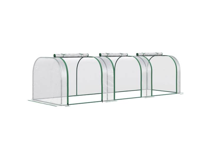 Outsunny Foliengewächshaus Treibhaus Frühbeet mit Tür Pflanzenaufzucht Folie Stahl, Transparent, Kunststoff, 100x80x295 cm, Gartenzubehör, Gartenhäuser & Gewächshäuser