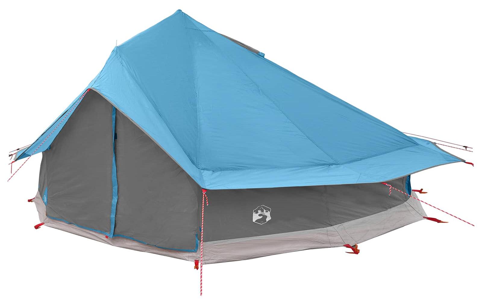 Tipi Zelt 20 Personen Blau Polyester und Stahl
