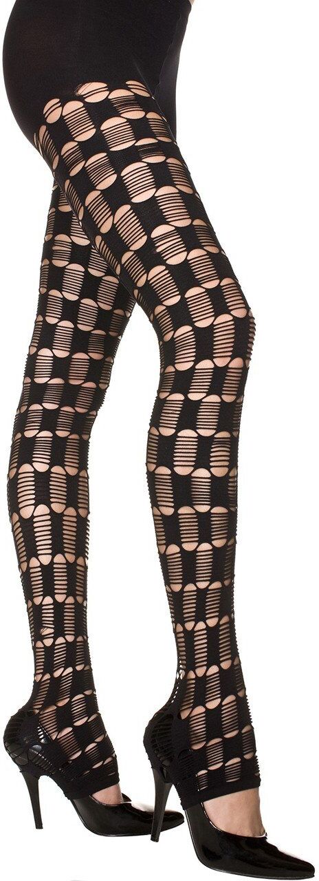 Music Legs Legging noir sexy filet à motifs