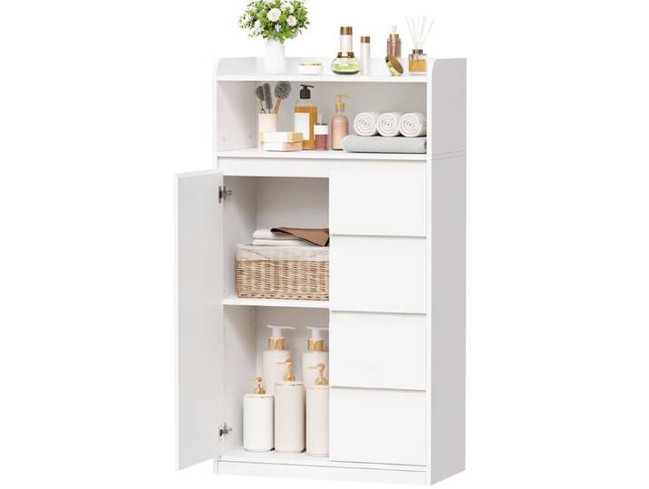 Meuble Salle de Bain Meuble de Rangement avec 4 Tiroirs Blanc PETIT MEUBLE DE RANGEMENT