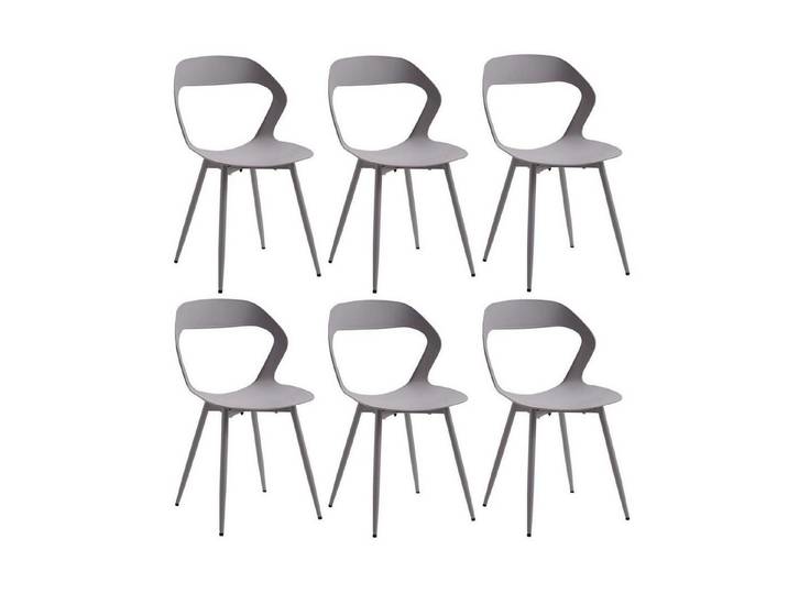 LuxusKollektion Esszimmerstuhl Esszimmerstuhl 6er Set Küchenstuhl Metallbeine Grau+grau 6er-Set