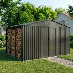 Albatros Gerätehaus 4XL   Anthrazit RAL 7016   386,6x325,5x204cm   abschließbar inkl. Schloss & Werkzeughaken   Gartenhaus aus verzinktem wetterfestem