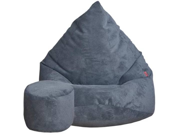 Slevobox Sitzsack mit Hocker Graphit 80x80x110 cm - Sitzsack Erwachsene mit Füllung - Schlafzimmer und Wohnzimmer Möbel - Samt Indoor Sitzsäcke - Bean Bag - Lounge Sessel
