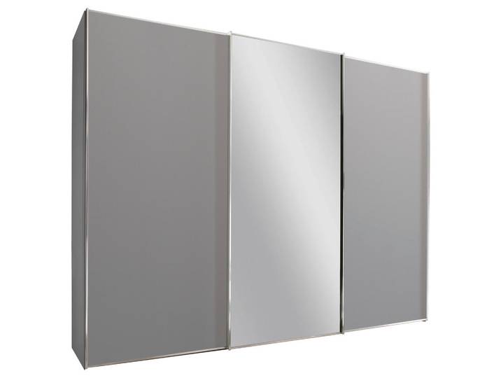 Moderano Schwebetürenschrank Sinfonie Plus, Hellgrau, Glas, 6 Fächer, 249x240x68 cm, Goldenes M, BQ - Bündnis für Qualität, Made in Germany, Schlafzimmer, Kleiderschränke, Kleiderschränke mit Spiegel