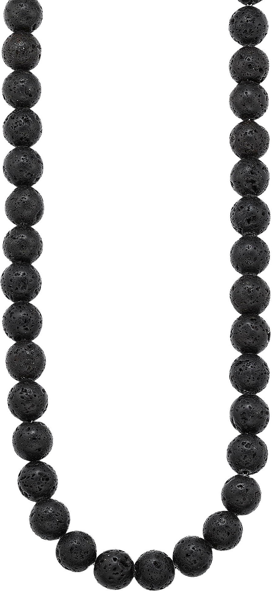 Edelstahlkette BRUNO BANANI "Schmuck Geschenk Lavasteinkette", schwarz (edelstahlfarben, schwarz), Halsketten, Damen, Edelstahl, L: 60, Edelstahlkette, mit Lavastein edelstahlfarben, schwarz Edelstahl, L: 60