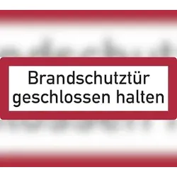 Feuerwehrschild, Brandschutztür geschlossen halten - DIN 4066 - 297x105x0.45 mm Aluminium geprägt