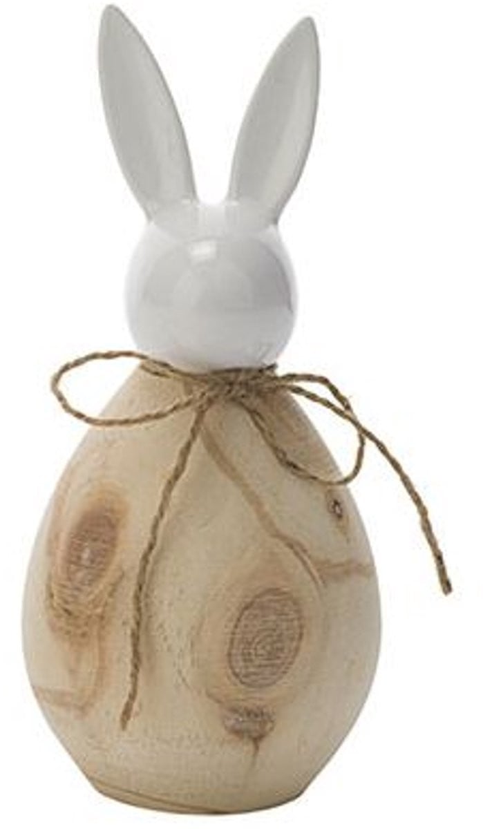 Cosy @ Home Konijn Wood Look Body Wit Rond Dolomiet B: 9,2 cm, H: 20 cm