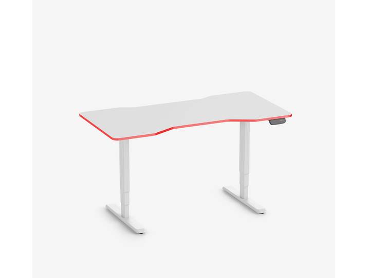 Primus Gamingschreibtisch Cockpit, Weiß Klassik Fire Red 160x80