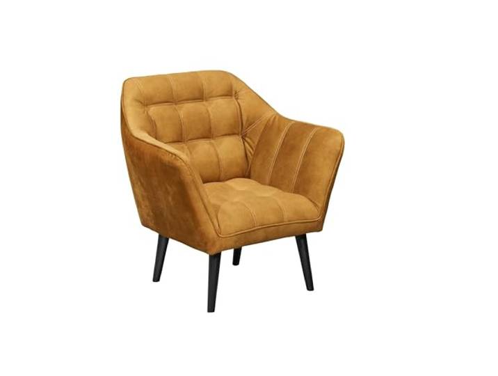 möbelando Loungesessel >MAX Sessel< in Amber – Komfortabler Sessel mit Nosag-Federung, schwarzem Massivholz, wasserabweisendem Microvelours und stilvollem Design für jedes Zuhause.