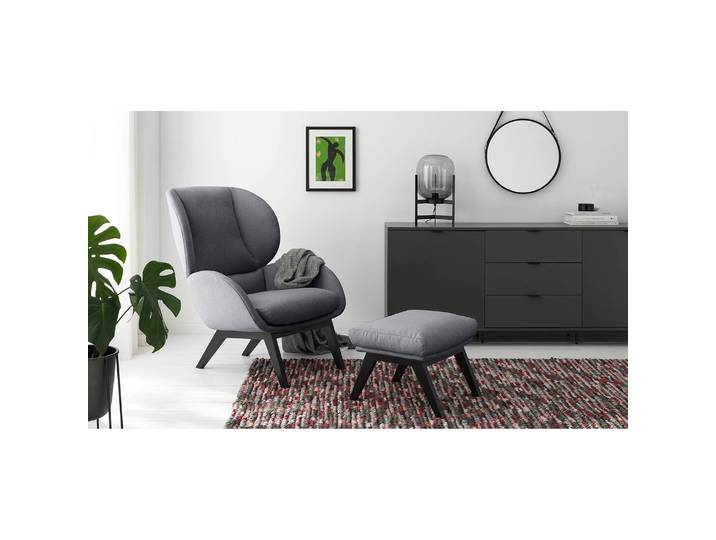 Repose-pieds 54 x 41 x 41cm Gris/Gris Noir Tissu Saia: Gris minéral