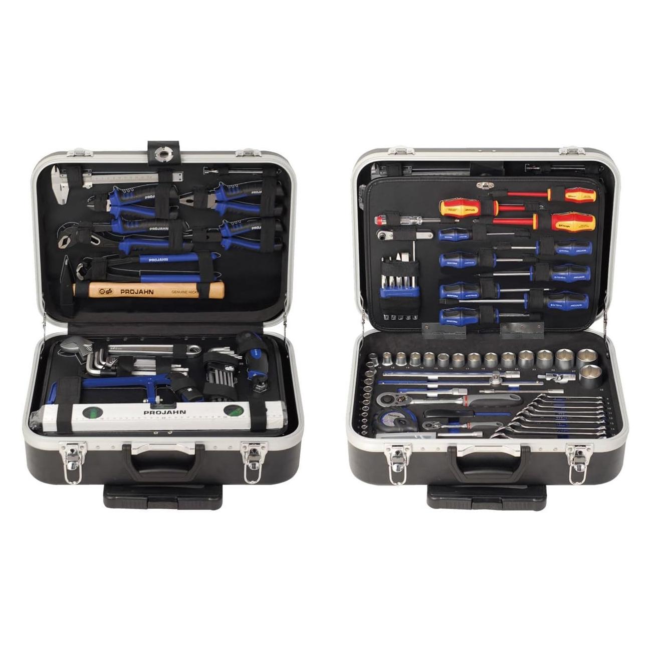 Projahn Werkzeug Trolly Set 130-tlg, Nuss Satz Ratschen Schrauberbits mit Rollen (130 Teile) (4963-01)