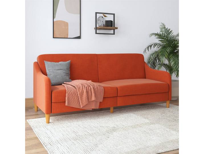 Schlafsofa Orange/Orange Webstoff 196 x 83 x 83cm mit Schlaffunktion Modern