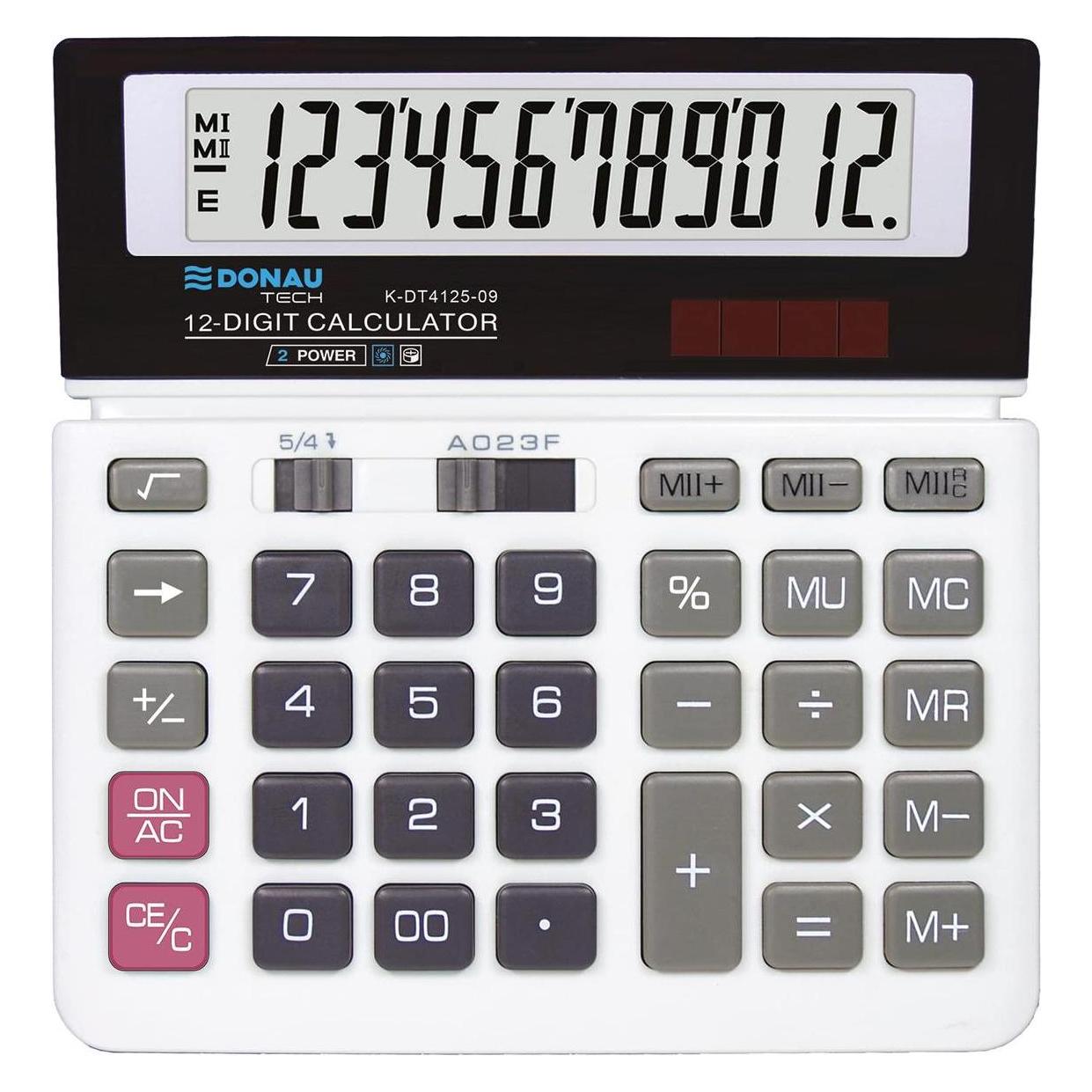 Donau Taschenrechner TECH OFFICE Taschenrechner, 12-stellige Anzeige, 156x152x28 mm, weiss (Batteriebetrieb) (K-DT4125-09)