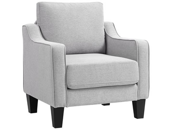 FSX Fauteuil moderne en tissu avec rembourrage épais et ressorts ensachés 77x77x86 cm Gris