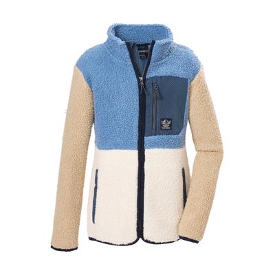 Fleecejacke KILLTEC "KOW 141 GRLS FLC JCKT", Mädchen, Gr. 140, bunt (denim), Obermaterial: 100% Polyester, Jacken Fleecejacke, Weiche Sherpa Fleecejacke mit Kinnschutz und Stauraum