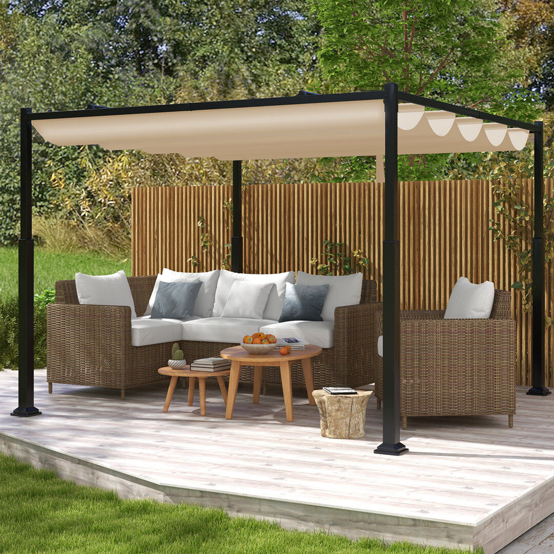 casart 310 X 310Cm Outdoor Pergola Modern Sunshade Pavilion Grill Gazebo Yard Grape Trellis Pergola Beige 225cm H X 310cm W X 310cm D