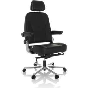 hJh-OFFICE Chefsessel 24 HOURS F, 608994, schwarz, Echt Leder, belastbar bis 200 kg