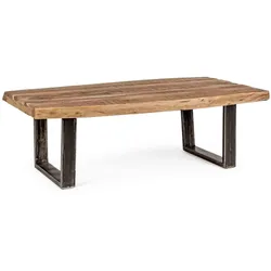 Couchtisch Elmera aus Akazienholz, organisches Design mit Metallgestell, klassisch, natur