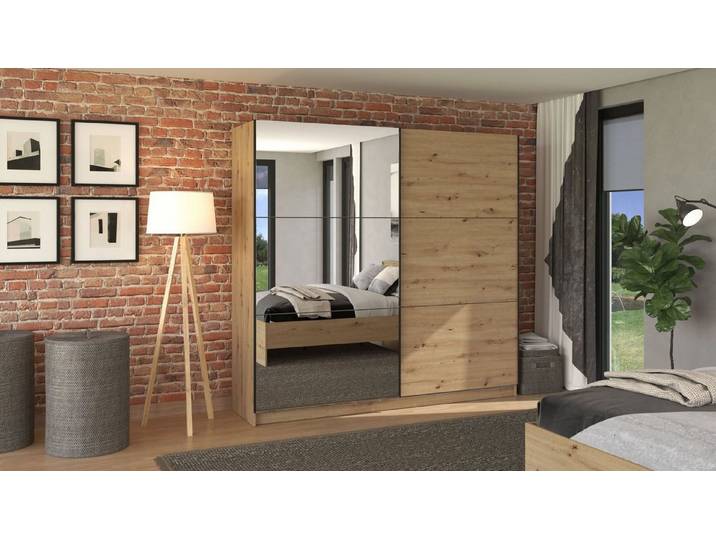 OTTO home Schwebetürenschrank Sierra Kleiderschrank mit Spiegel Garderobe Topseller inklusive Inneneinteilung & Kleiderstange, FSC®-Zertifiziert