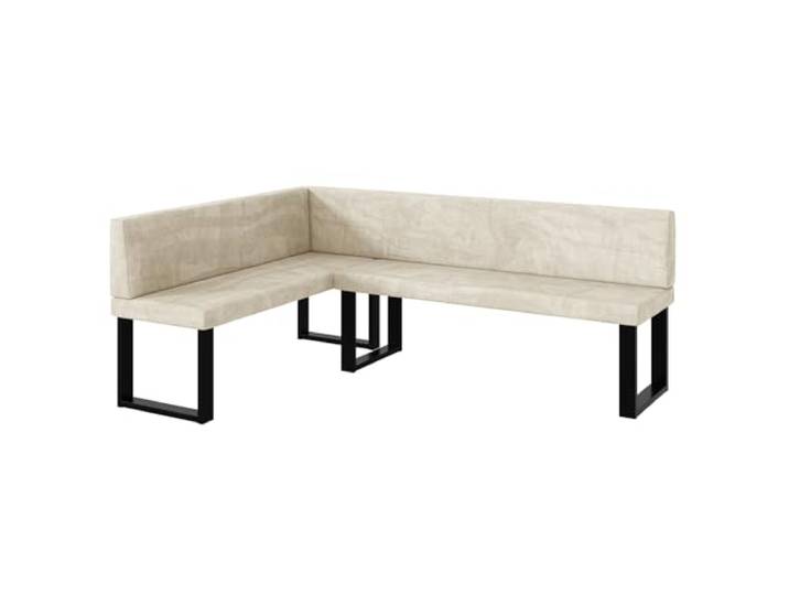 MEBLINI Eckbank für Esszimmer - Küchenbank - Essecke - Sitzecke Küche - Toni - U-Beine 142x196x87cm Links - Creme Samt