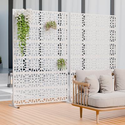 Lirago 2Pcs Outdoor Freestanding Metal Privacy Screen Decorative Partition Panel for Patio Garden Balcony