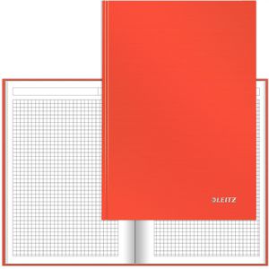 Leitz Notizbuch Solid, 46660020, Karton Hardcover, hellrot, 80 Blatt / 160 Seiten, 80 g/m², kariert, A5