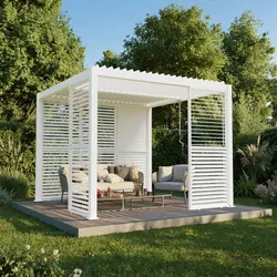 agadon Pergola Lamellenwand für Aluminum Lamellen-Pergola 90 cm Weiß - Weiß