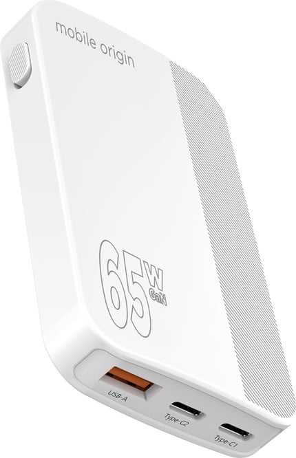 Mobile Origin Mobiele oplader GAN-65W-SLM-WHT USB 20V wit