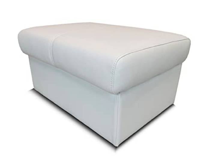 Quattro Meble Weißes Echtleder Hocker aufklappbar mit Stauraum Sitzhocker Rindsleder Sitzwürfel 75x55 Fußhocker Polsterhocker Echt Leder Puff