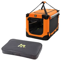 Maelson Soft Kennel Neon Orange 72 cm + Lounge Mat - Transportbox mit Matratze für Hunde