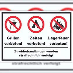 HB-Druck Grillen Zelten Lagerfeuer verboten Aufkleber A7 (74x105mm)
