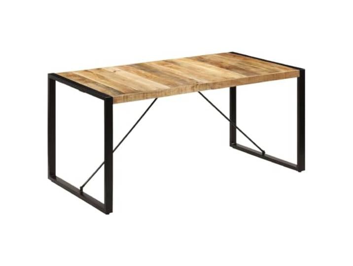 HEFZGDB Massivholz Esstisch Industrial Style 160x80x75 cm aus Mangoholz mit Stahlbeinen - Stabiler Küchentisch & Langlebiger Wohnzimmertisch