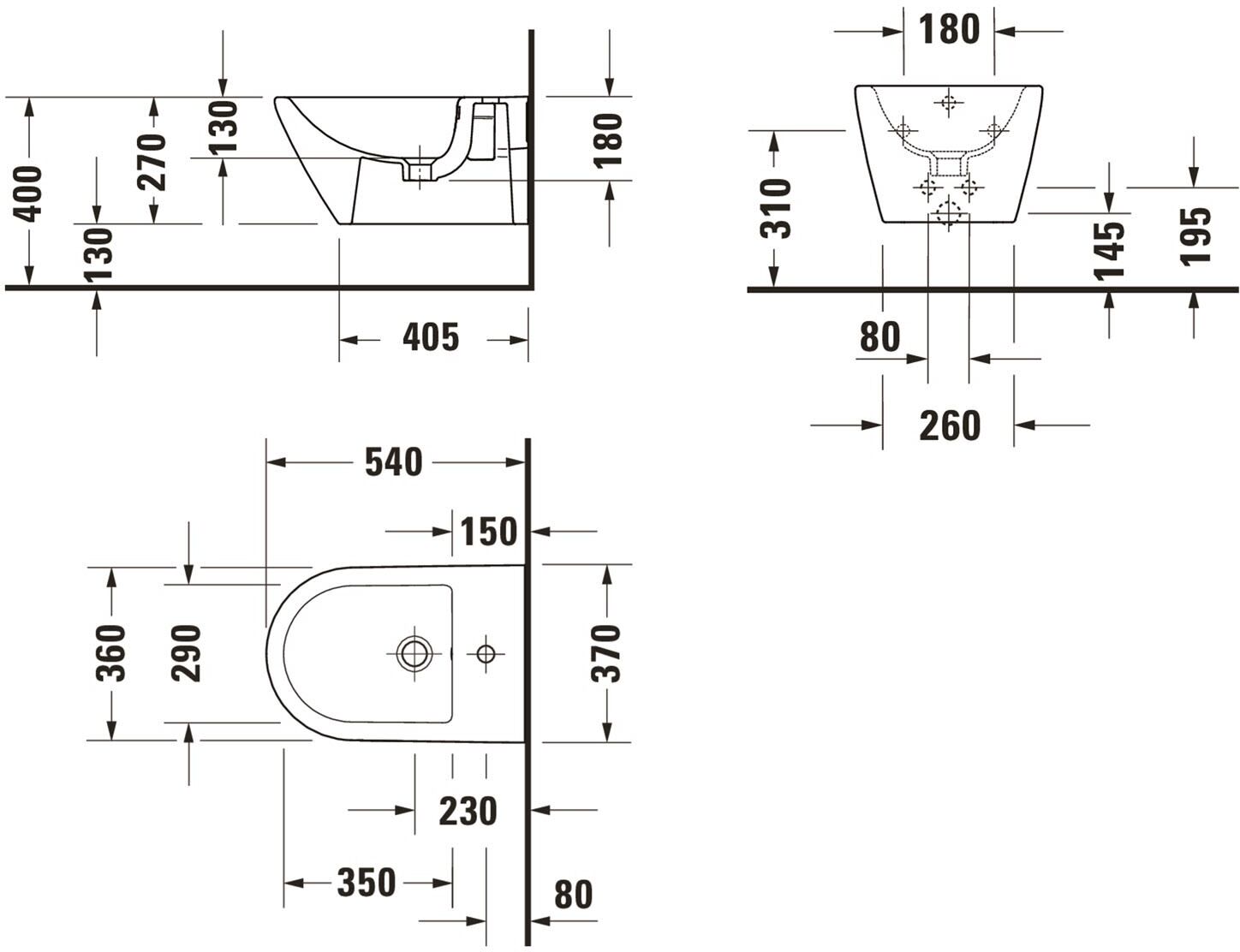 Duravit D-Neo Wand-Bidet mit Durafix