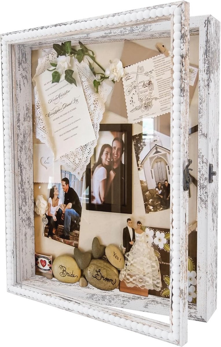 Schaduwdoos Fotolijst voor Herinneringen - Diepe Vitrine met Vensterdeur