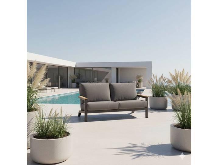 4Seasons Capitol Gartenloungesofa Aluminium/Olefin Dunkelgrau Hellgrau